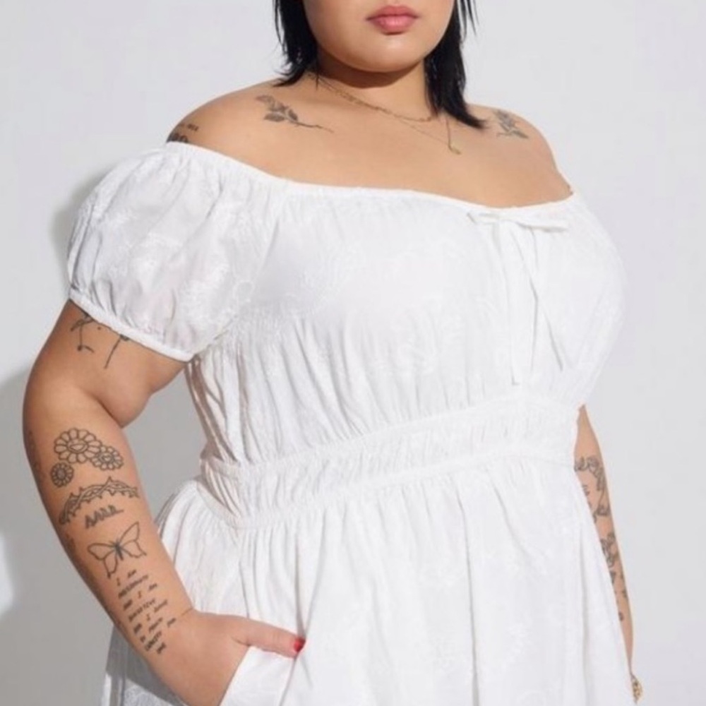 Torrid White Eyelet Off-Shoulder Dress